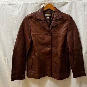 The Territory Ahead buttery soft chestnut brown leather jacket